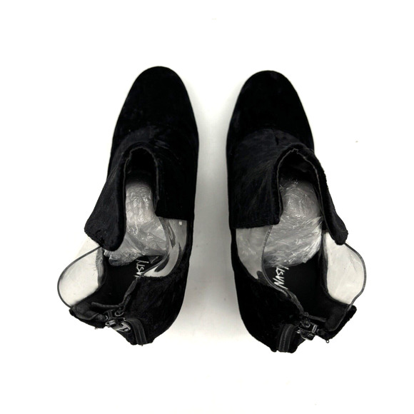 NEW Nasty Gal 'Clear It Out' Black Velvet Block Heel Zip Ankle Boot US7 UK5 - Picture 11 of 16